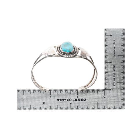 6" 1960's Navajo Blue gem turquoise sterling silver cuff bracelet - Estate Fresh Austin