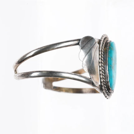 6" 1960's Navajo Blue gem turquoise sterling silver cuff bracelet - Estate Fresh Austin