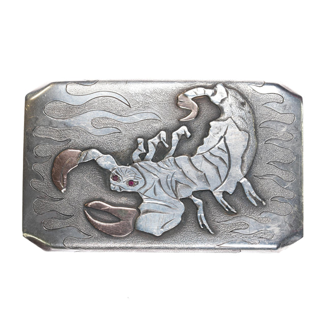 Comstock Heritage 18k/Sterling silver custom Scorpion belt buckle rubies c2009 - Estate Fresh Austin
