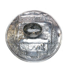 Modernist sterling silver round belt buckle w/center pyritized cabochon - Estate Fresh Austin