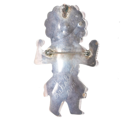 Frank Lahaleon Zuni sterling silver Kachina pendant/pin channel inlay - Estate Fresh Austin