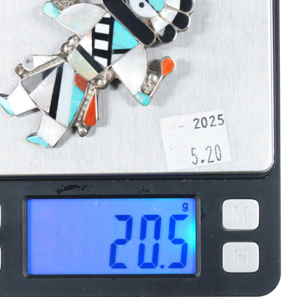 Frank Lahaleon Zuni sterling silver Kachina pendant/pin channel inlay - Estate Fresh Austin