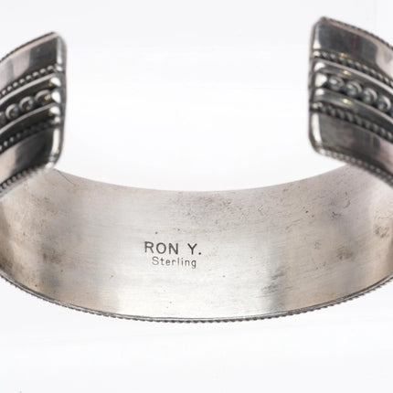 6.5" Ron Yazzie Navajo Sterling silver twisted wire cuff bracelet wide band - Estate Fresh Austin