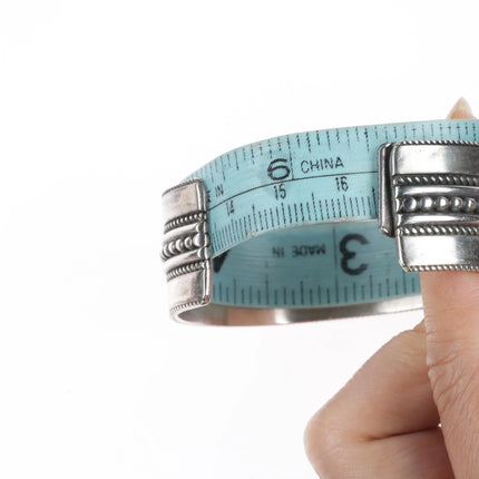 6.5" Ron Yazzie Navajo Sterling silver twisted wire cuff bracelet wide band - Estate Fresh Austin