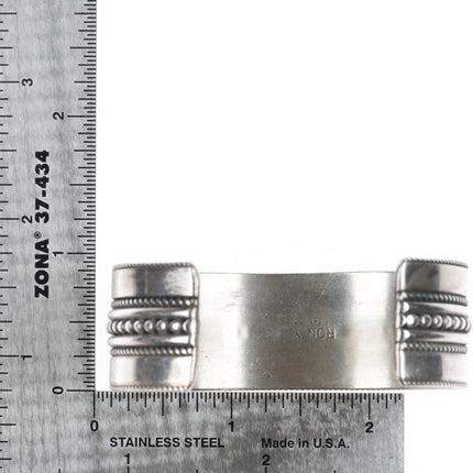 6.5" Ron Yazzie Navajo Sterling silver twisted wire cuff bracelet wide band - Estate Fresh Austin