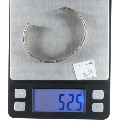 6.5" Ron Yazzie Navajo Sterling silver twisted wire cuff bracelet wide band - Estate Fresh Austin