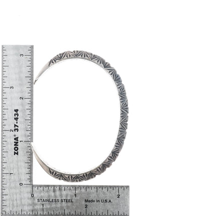 7.35" R.S. Mitchell Navajo Carinated Heavy stamped sterling silver cuff bracelet - Estate Fresh Austin
