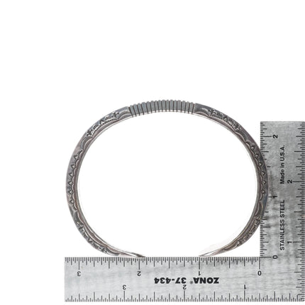 8.25" Harris Joe Navajo nicely stamped carinated sterling silver cuff bracelet - Estate Fresh Austin