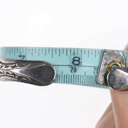 8.25" Harris Joe Navajo nicely stamped carinated sterling silver cuff bracelet - Estate Fresh Austin