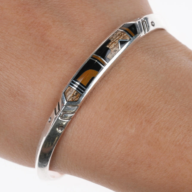 6.25" Supersmiths David Rosales Navajo Sterling, Black Jade/Jasper Cuff Bracelet - Estate Fresh Austin
