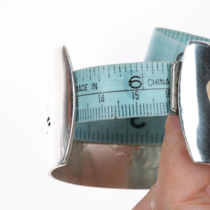 6.25" Andrew Saufkie Hopi Overlay bear pattern cuff bracelet sterling silver - Estate Fresh Austin