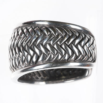 7" Barry Kieselstein Cord Basketweave Retro sterling silver cuff bracelet - Estate Fresh Austin