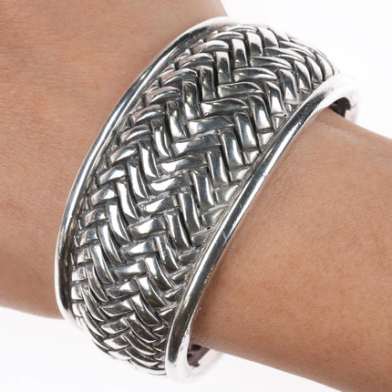 7" Barry Kieselstein Cord Basketweave Retro sterling silver cuff bracelet - Estate Fresh Austin