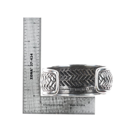 7" Barry Kieselstein Cord Basketweave Retro sterling silver cuff bracelet - Estate Fresh Austin