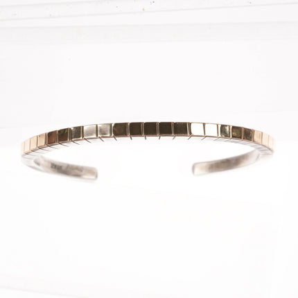 6" M.C. Tsasie Navajo sterling silver gold filled slim stacker cuff bracelet - Estate Fresh Austin