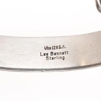 6.75" Lee Bennett Navajo sterling silver gold filled feather cuff bracelet - Estate Fresh Austin