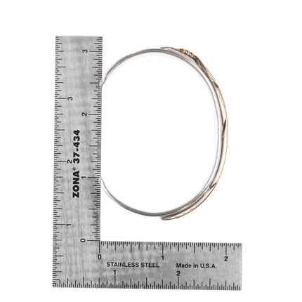 6.75" Lee Bennett Navajo sterling silver gold filled feather cuff bracelet - Estate Fresh Austin