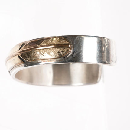 6.75" Lee Bennett Navajo sterling silver gold filled feather cuff bracelet - Estate Fresh Austin