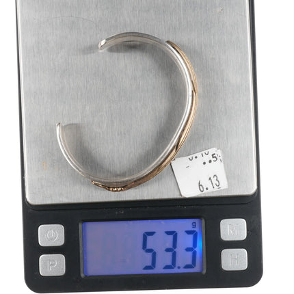 6.75" Lee Bennett Navajo sterling silver gold filled feather cuff bracelet - Estate Fresh Austin