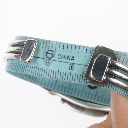 6.5" 1930's Ingot Silver Navajo Petrified Wood cuff bracelet sterling - Estate Fresh Austin