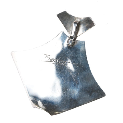 Richard Tsosie Navajo Overlay pendant with turquoise sterling silver - Estate Fresh Austin