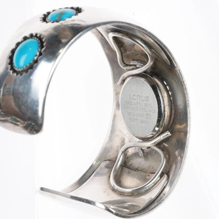 6.1" Wrist Southwestern modernist sterling silver watch cuff bracelet turquoise - Estate Fresh Austin