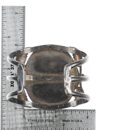 6.25" 60's-70's Zuni sterling silver Bird inlay Turquoise Heishi cuff bracelet - Estate Fresh Austin