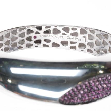 6.5" Roberto Coin Capri Plus Bangle bracelet 2.55cttw Rhodolite sterling silver - Estate Fresh Austin