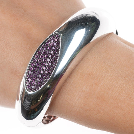 6.5" Roberto Coin Capri Plus Bangle bracelet 2.55cttw Rhodolite sterling silver - Estate Fresh Austin