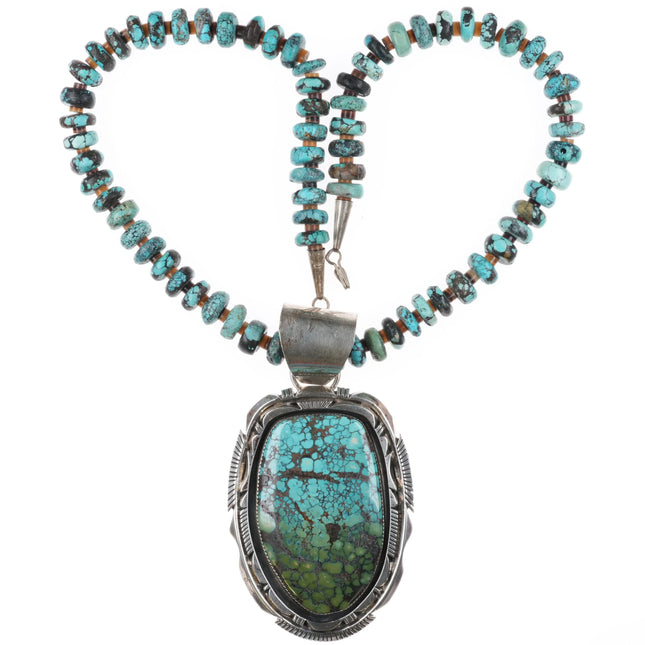 Huge Robert & Noreen Kelly Navajo sterling silver Turquoise Pendant/Necklace - Estate Fresh Austin