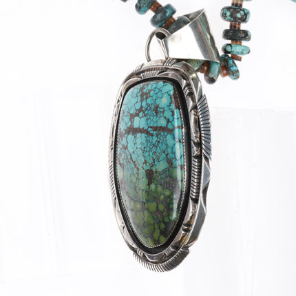 Huge Robert & Noreen Kelly Navajo sterling silver Turquoise Pendant/Necklace - Estate Fresh Austin