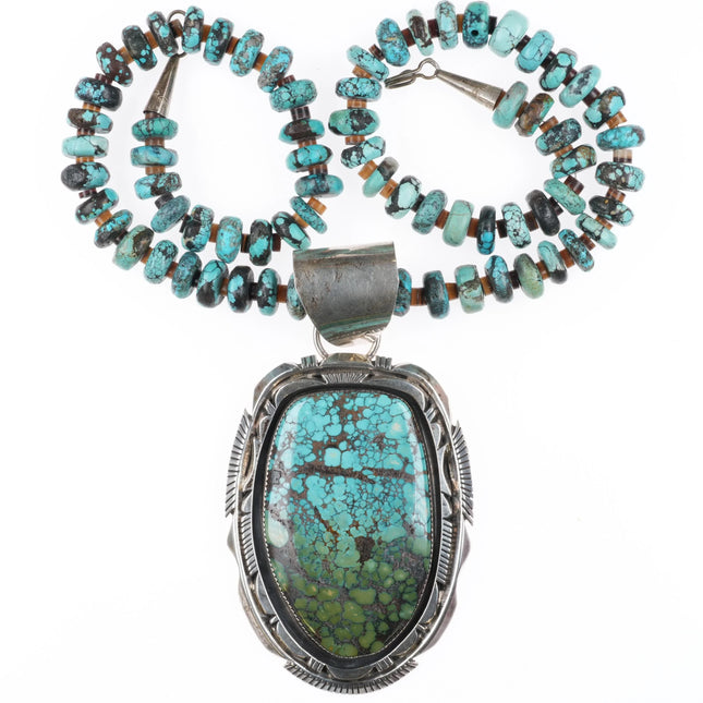 Huge Robert & Noreen Kelly Navajo sterling silver Turquoise Pendant/Necklace - Estate Fresh Austin