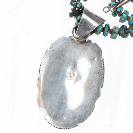 Huge Robert & Noreen Kelly Navajo sterling silver Turquoise Pendant/Necklace - Estate Fresh Austin