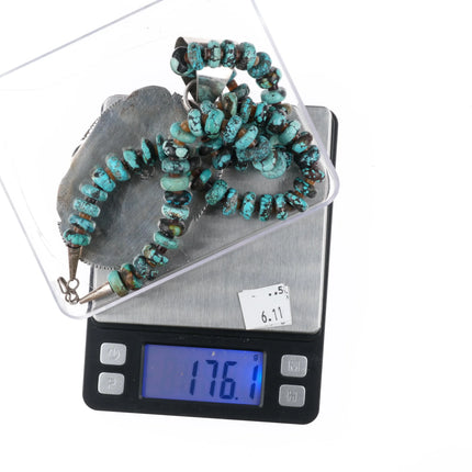 Huge Robert & Noreen Kelly Navajo sterling silver Turquoise Pendant/Necklace - Estate Fresh Austin