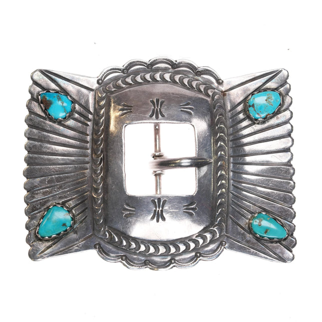 40's-50's Navajo sterling silver butterfly style concho belt buckle - Estate Fresh Austin