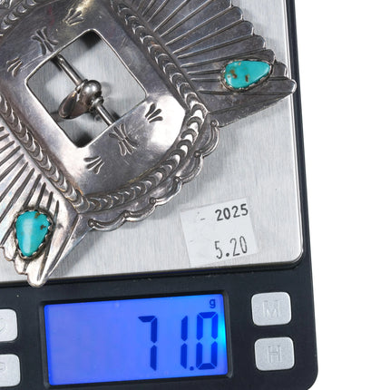 40's-50's Navajo sterling silver butterfly style concho belt buckle - Estate Fresh Austin