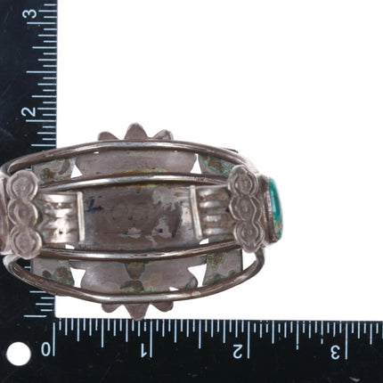 6.3" 30's-40's Navajo Royston Turquoise sterling silver cluster cuff bracelet - Estate Fresh Austin