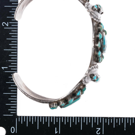7" 20's-30's Butterfly stamped Navajo turquoise cuff bracelet sterling silver - Estate Fresh Austin