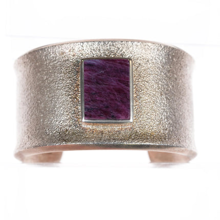 6.35" Darryl Dean Begay Navajo Tufa Cast sterling silver Sugilite cuff bracelet - Estate Fresh Austin