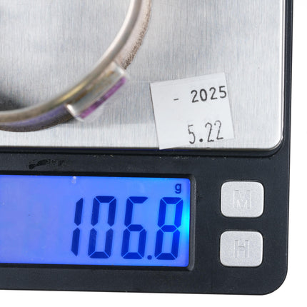 6.35" Darryl Dean Begay Navajo Tufa Cast sterling silver Sugilite cuff bracelet - Estate Fresh Austin