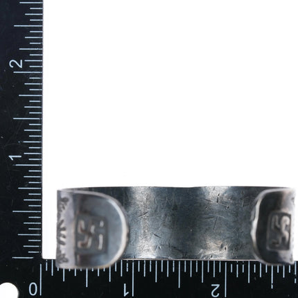 6.35" c1930 Navajo Whirling logs thunderbird arrow sterling silver cuff bracelet - Estate Fresh Austin