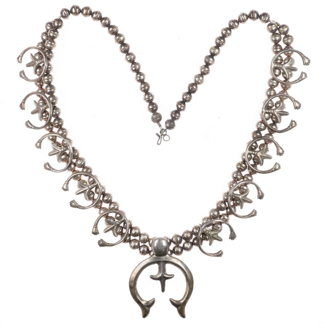 Vintage Navajo sterling silver squash blossom necklace w/cast naja's - Estate Fresh Austin
