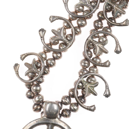 Vintage Navajo sterling silver squash blossom necklace w/cast naja's - Estate Fresh Austin