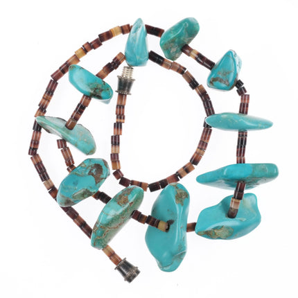 2 Vintage Santo Domingo sterling silver mounted shell/turquoise heishi necklaces - Estate Fresh Austin