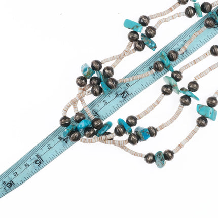 Vintage Santo Domingo sterling silver mounted shell/turquoise heishi necklace - Estate Fresh Austin