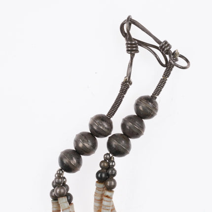 Vintage Santo Domingo sterling silver mounted shell/turquoise heishi necklace - Estate Fresh Austin