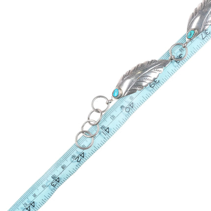 42"Chester Nez Navajo feather sterling silver link concho belt turquoise hatband - Estate Fresh Austin