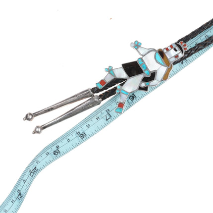 c1960 c-31 Vintage sterling silver Zuni Kachina dancer bolo tie shell/turquoise - Estate Fresh Austin
