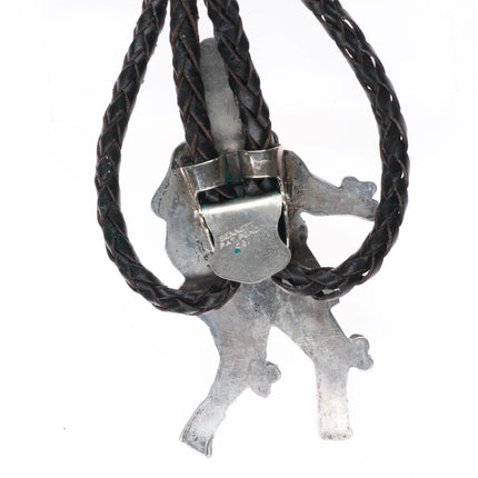 c1960 c-31 Vintage sterling silver Zuni Kachina dancer bolo tie shell/turquoise - Estate Fresh Austin