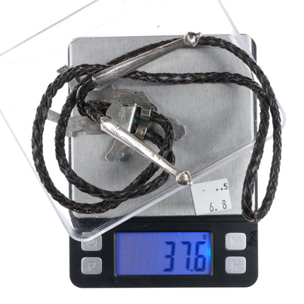 c1960 c-31 Vintage sterling silver Zuni Kachina dancer bolo tie shell/turquoise - Estate Fresh Austin